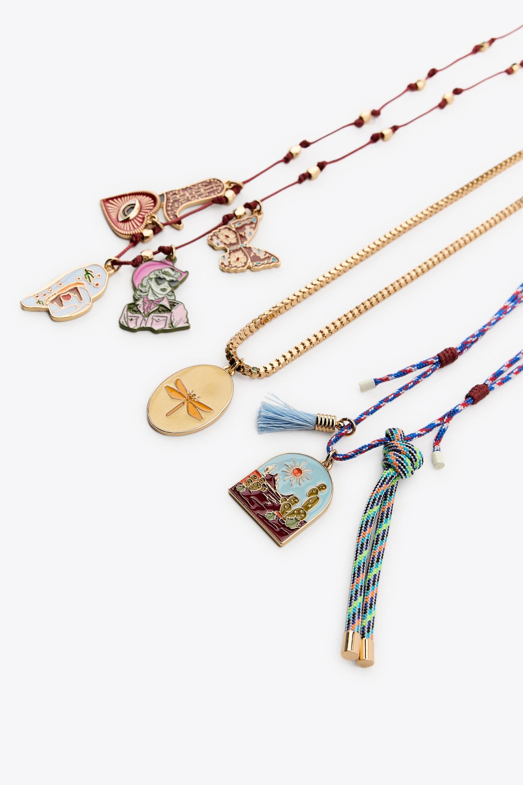 3-PACK CORD CHAIN MEDALLION NECKLACES Product Image