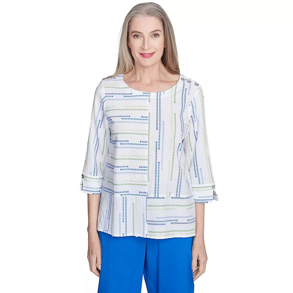 Women's Alfred Dunner Spliced Textured Jacquard Top, Size: XL, Blue Team Product Image