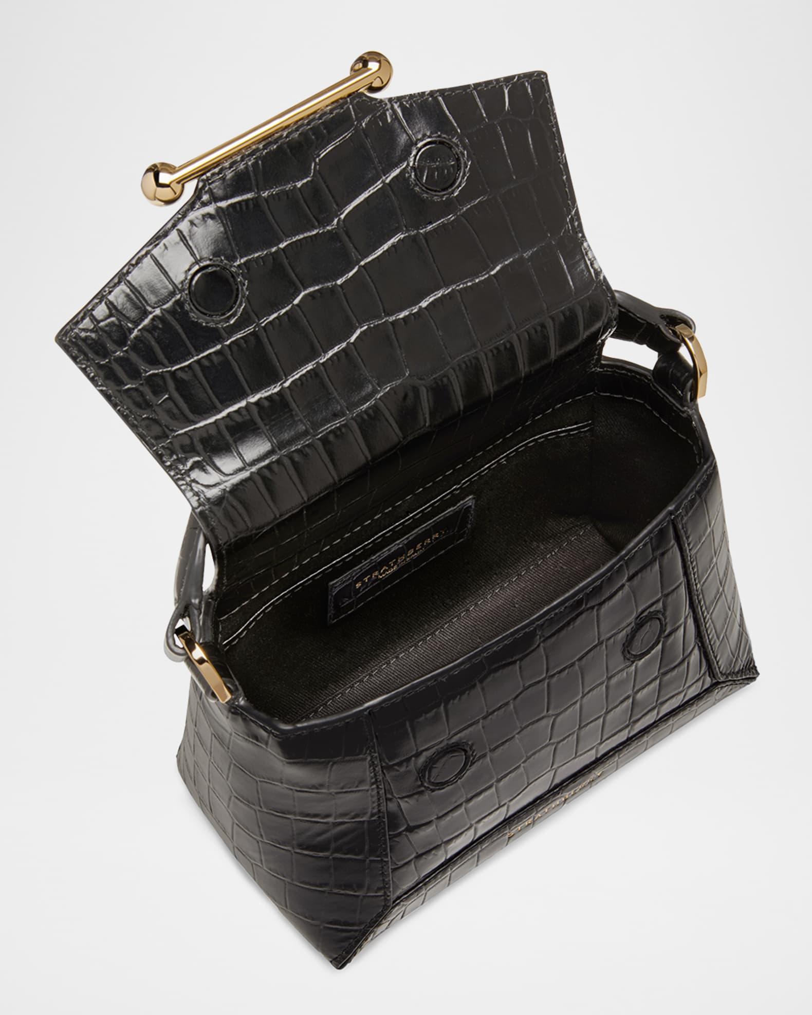 Mosaic Croc-Embossed Leather Top-Handle Bag Product Image