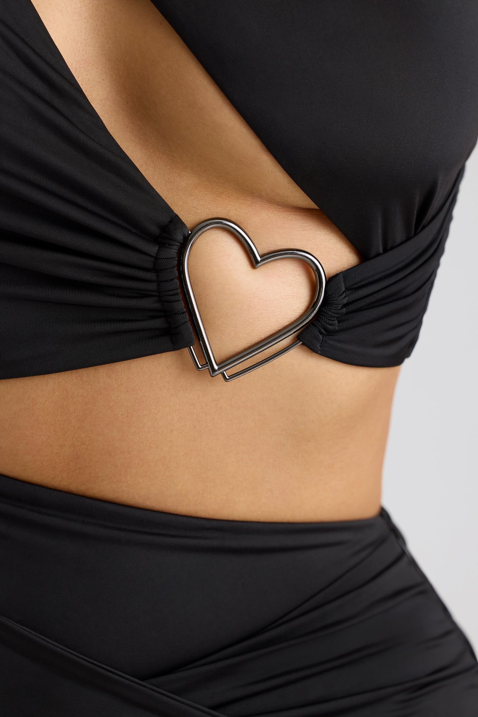 Single Sleeve Cut Out Evening Gown in Black Product Image