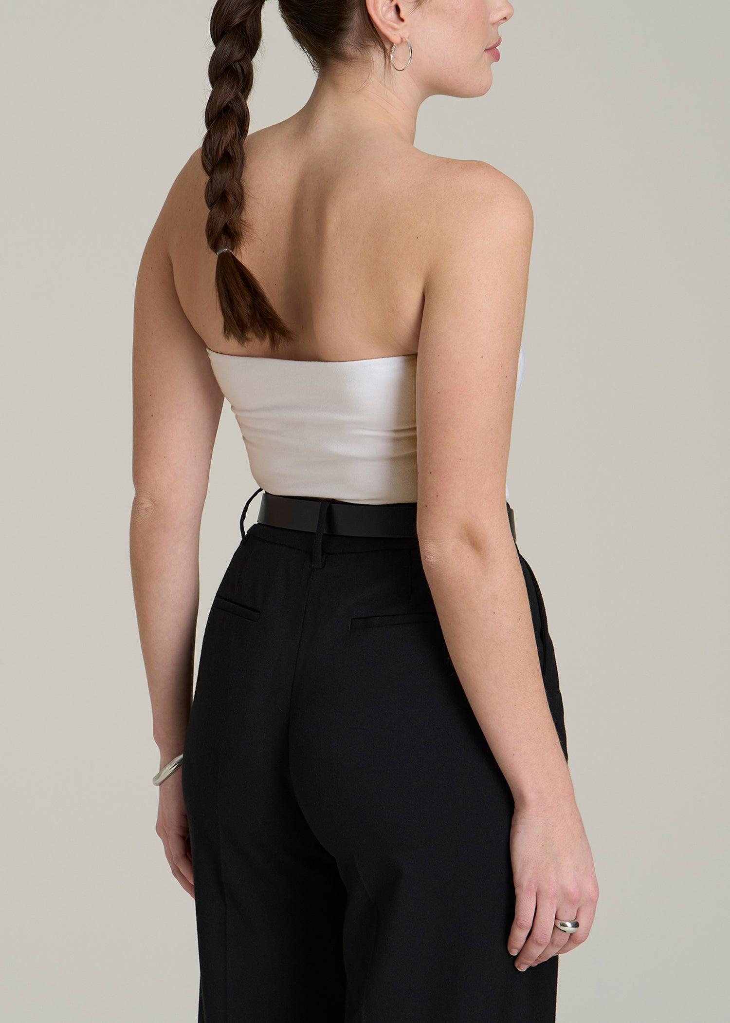Cotton Tube Top for Tall Women in White Product Image