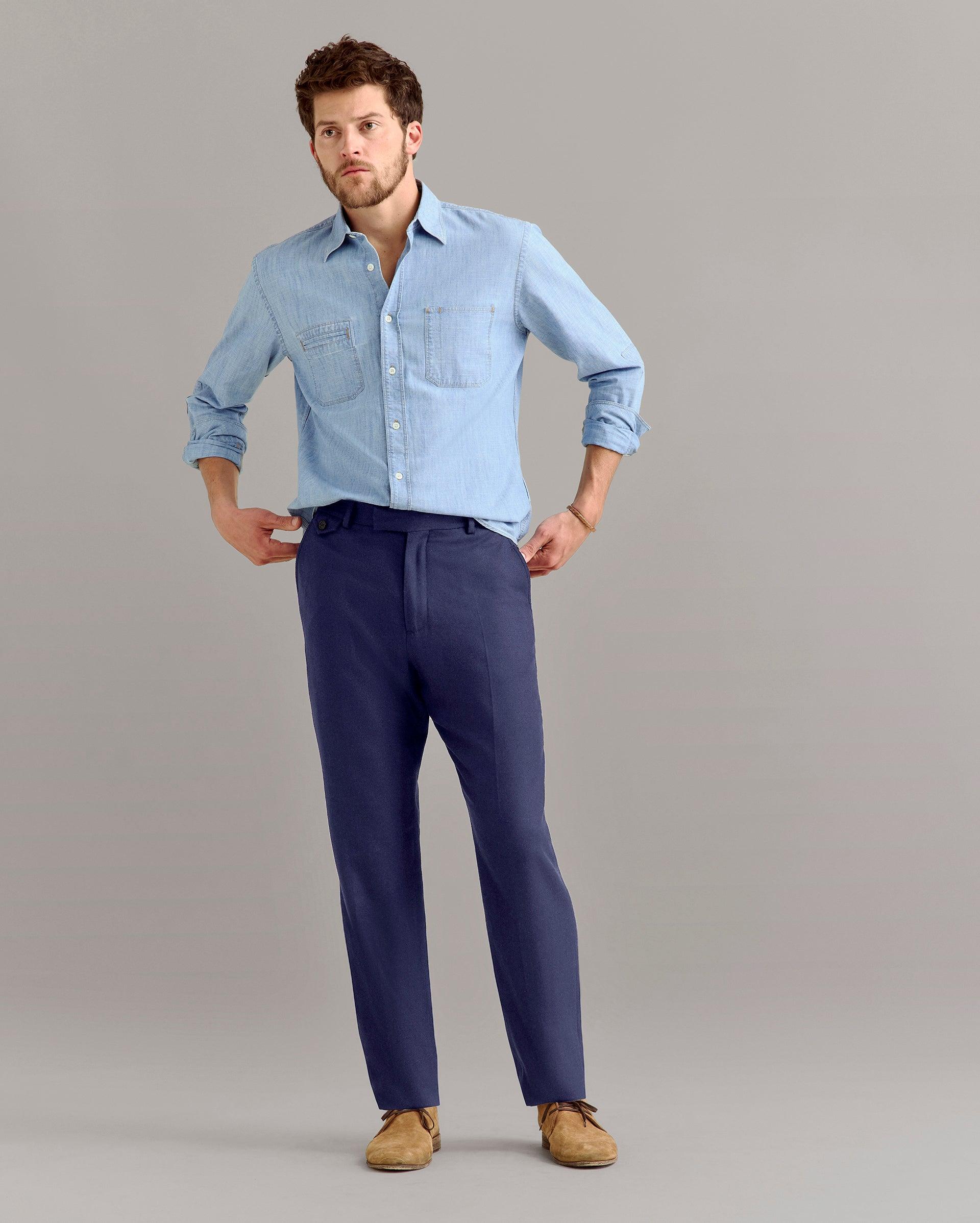 Herringbone Flat Front Trouser -  Product Image