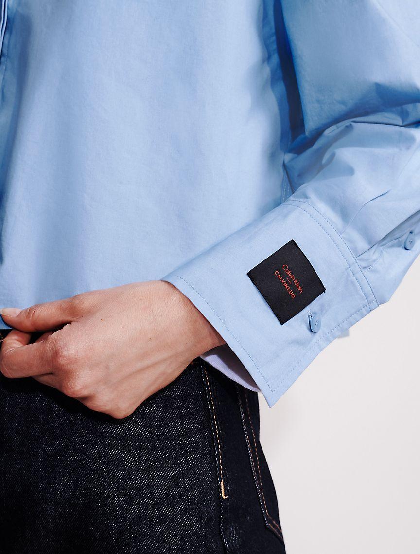 Poplin Woven Cropped Button-Down Shirt Product Image