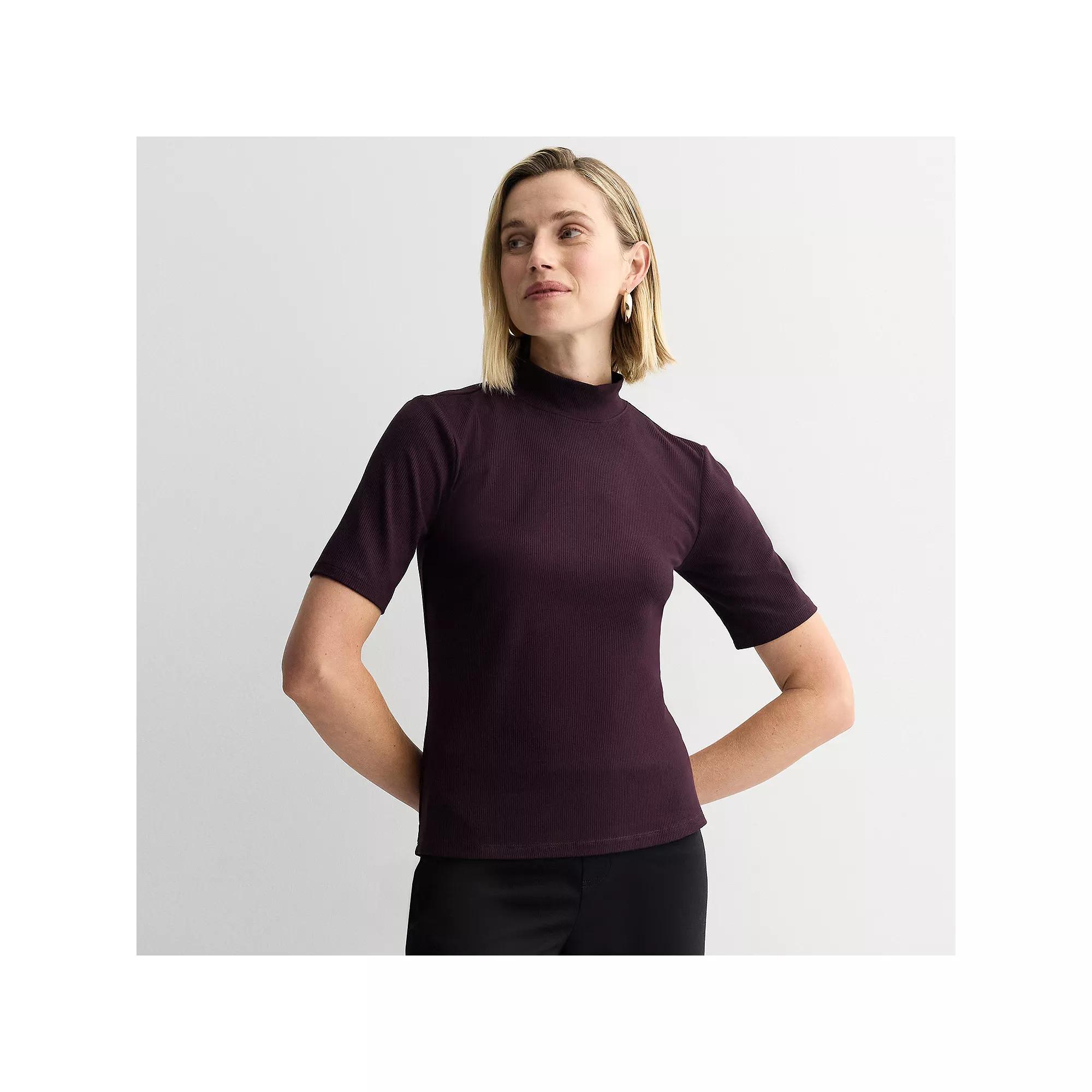 Women's Nine West Fitted Elbow Sleeve Mockneck T-Shirt,  Product Image