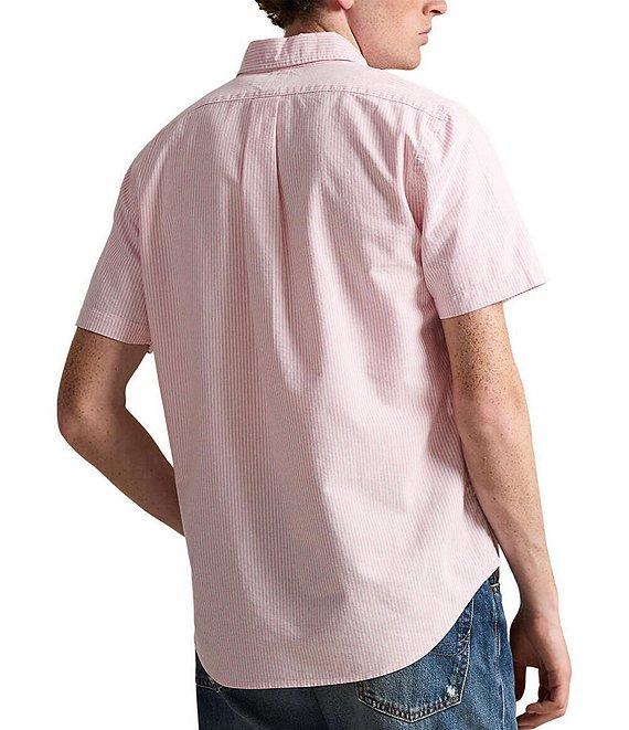 Polo Ralph Lauren Classic Fit Stripe Oxford Short Sleeve Woven Shirt Product Image