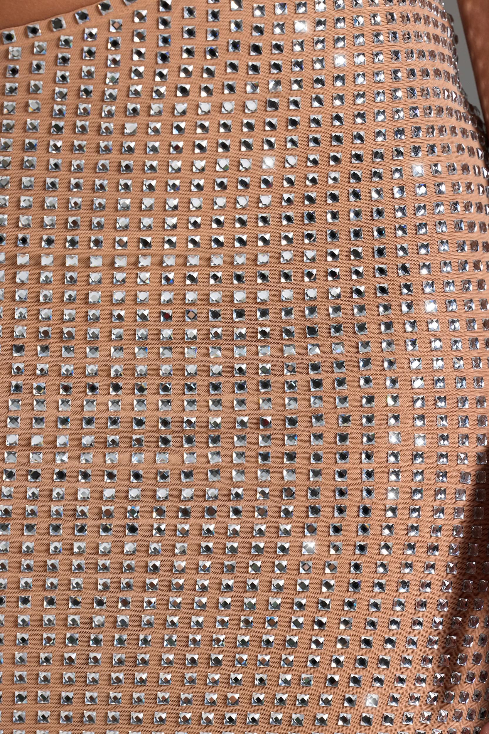 Embellished Cut-Out Bandeau Maxi Dress in Honey Product Image