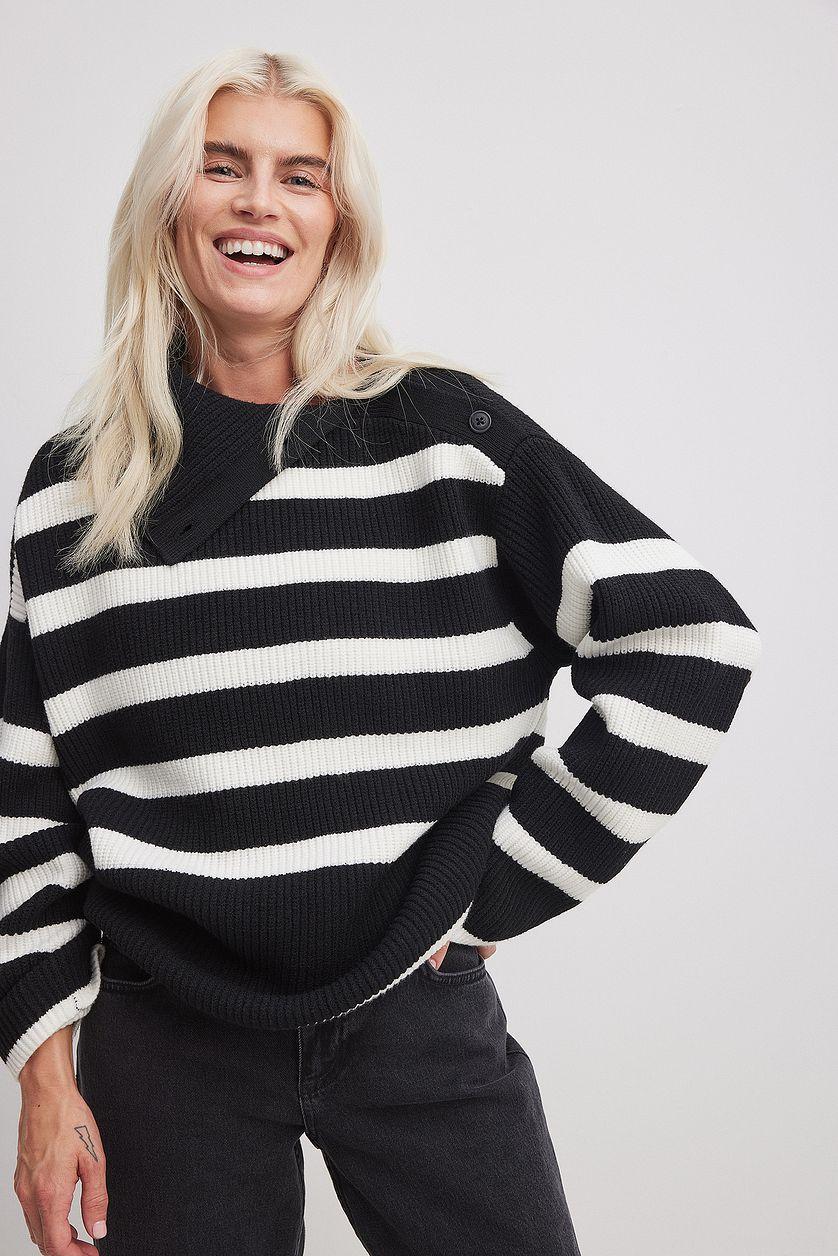 Striped Knitted Turtleneck Sweater Product Image