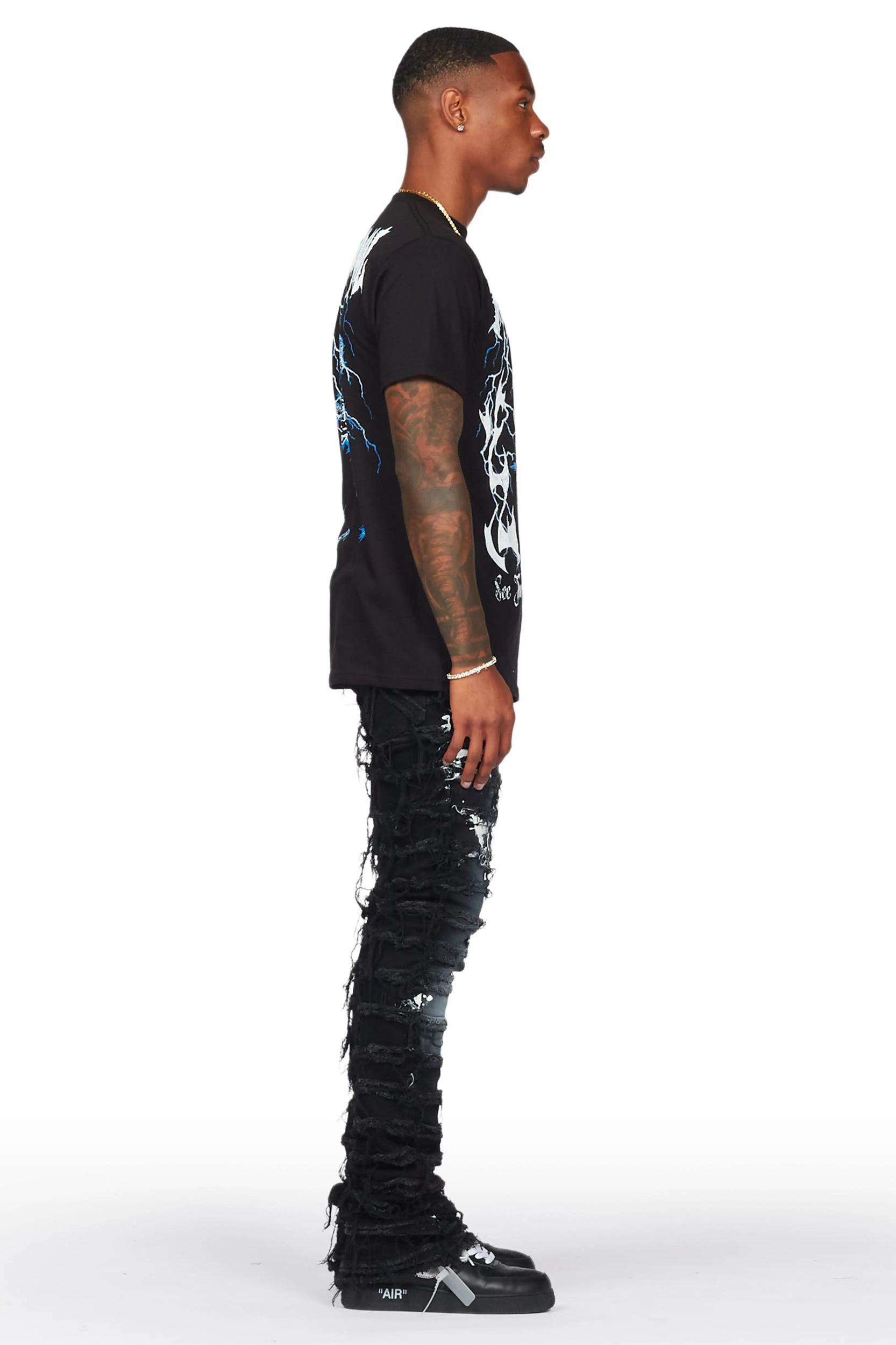 Garson Black Painter Stacked Flare Jean Male Product Image