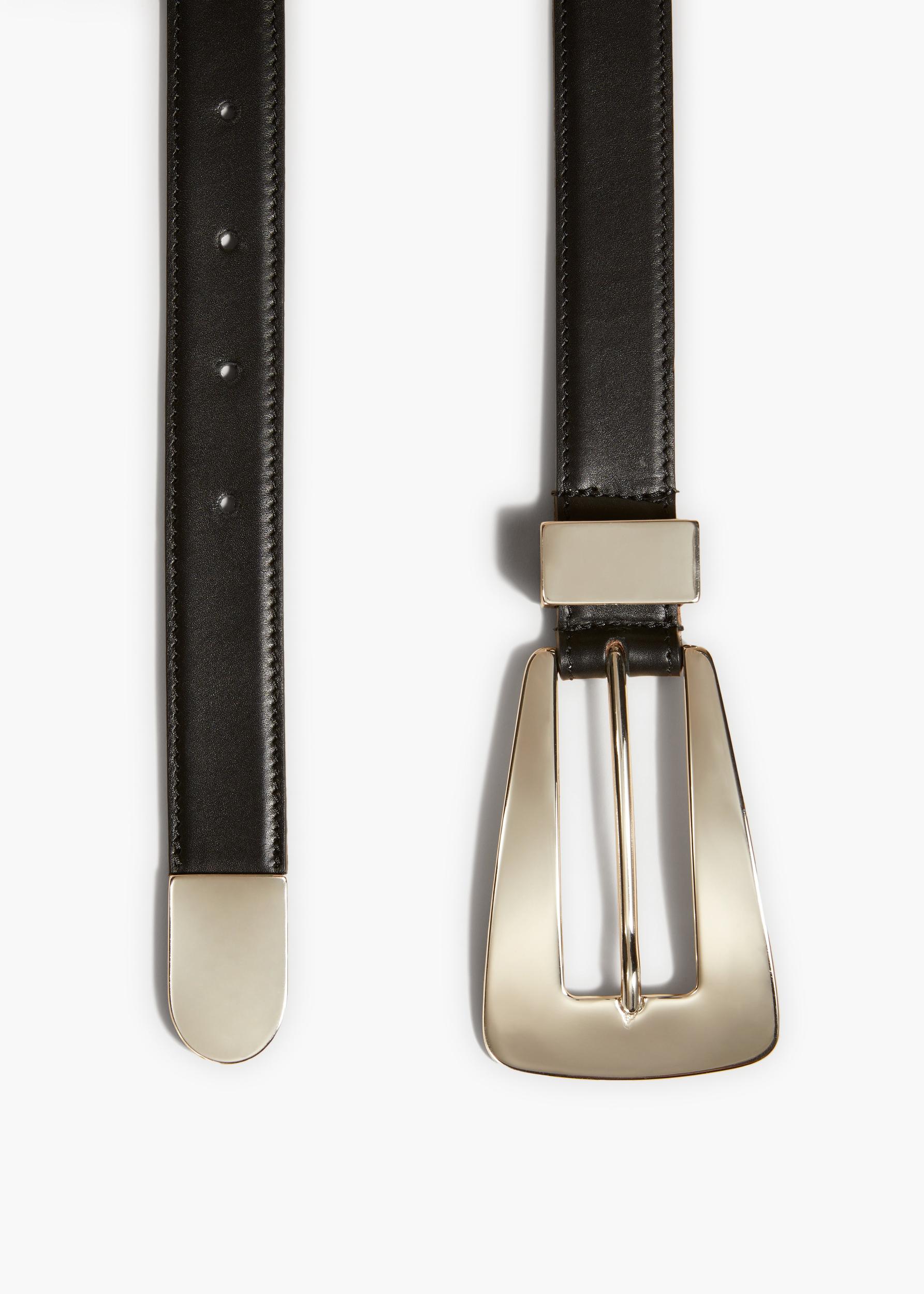 Lucca Belt in Black Leather with Silver Product Image