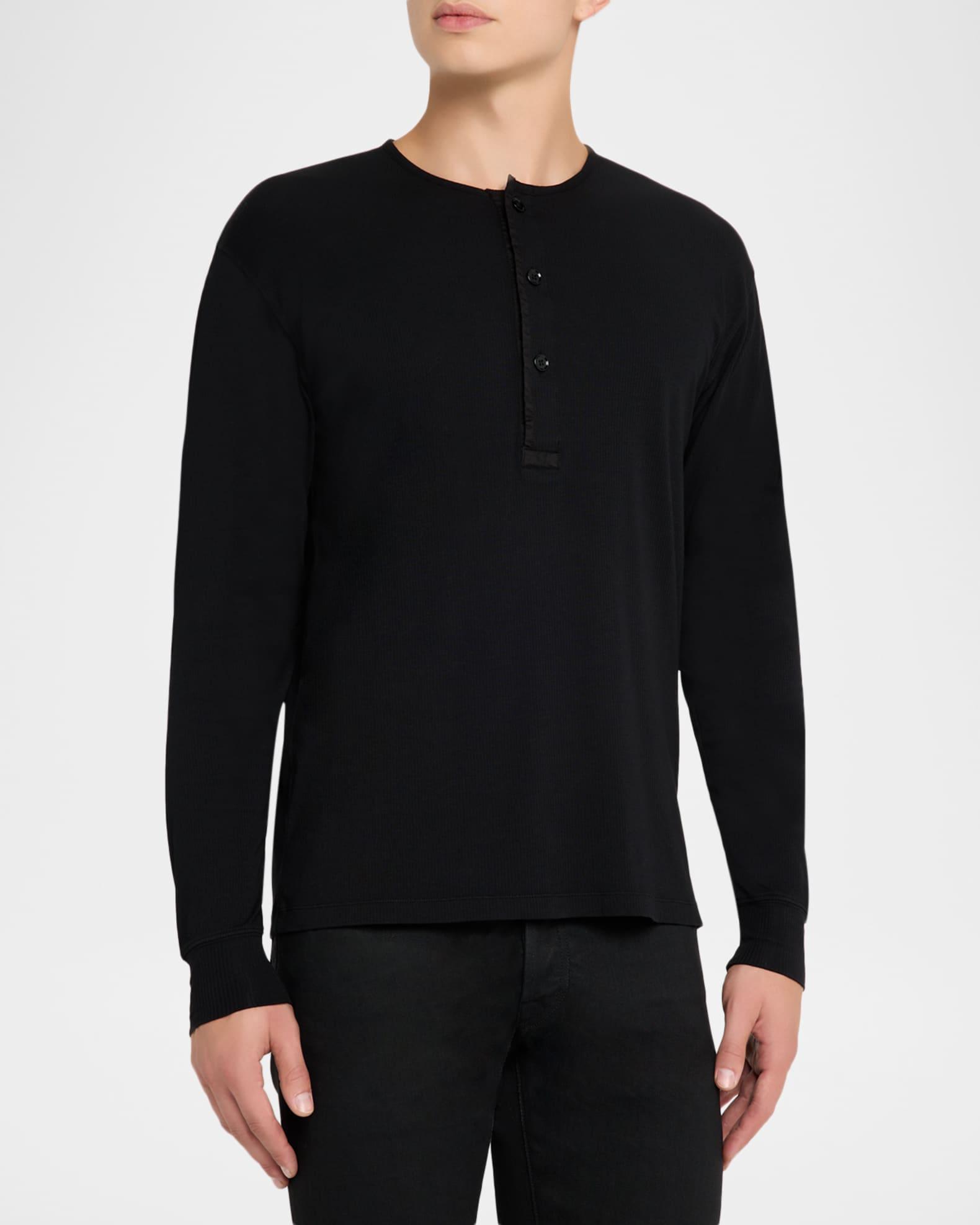 Men's Ribbed Long-Sleeve Henley Tee Product Image