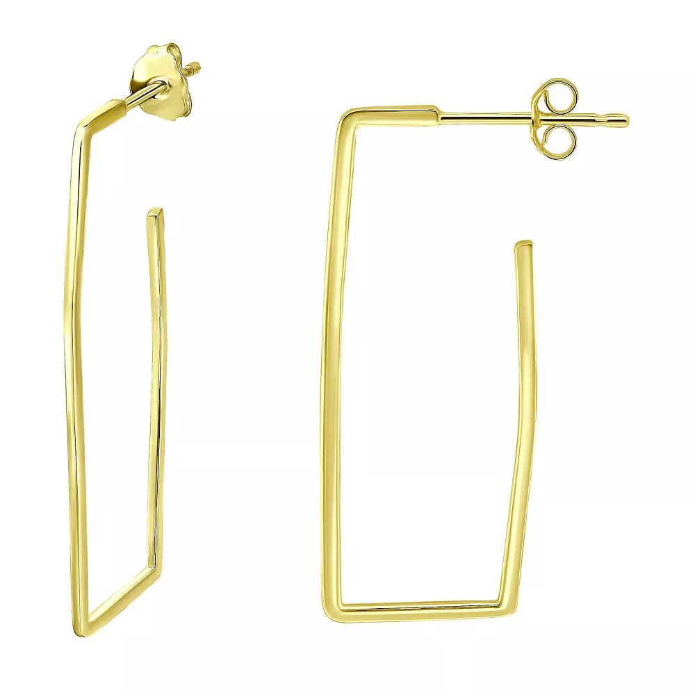 Aleure Precioso Sterling Silver Rectangle Hoop Earrings, Women's, Gold Tone Product Image