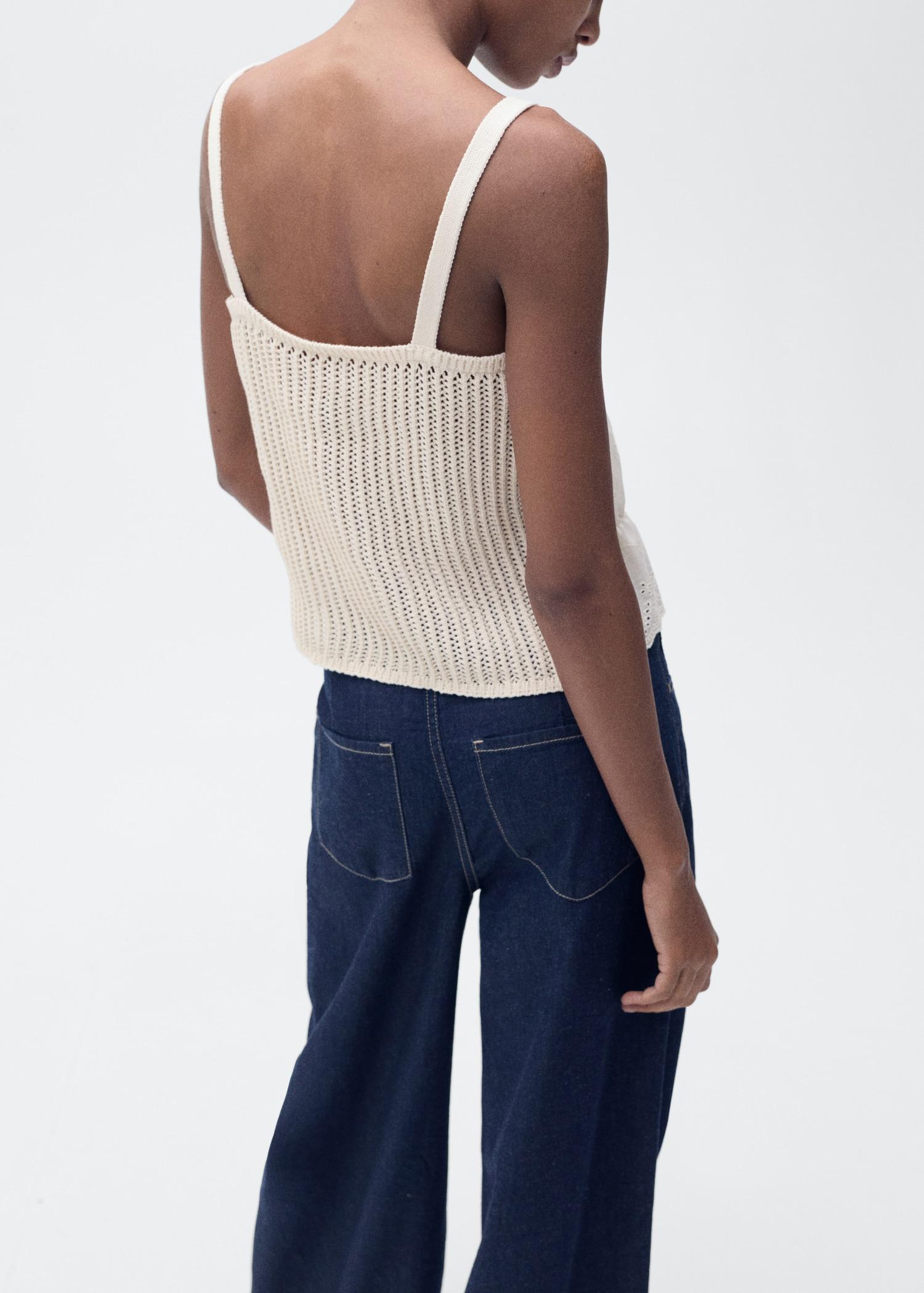 Combined top with openwork details - Women | MANGO USA Product Image