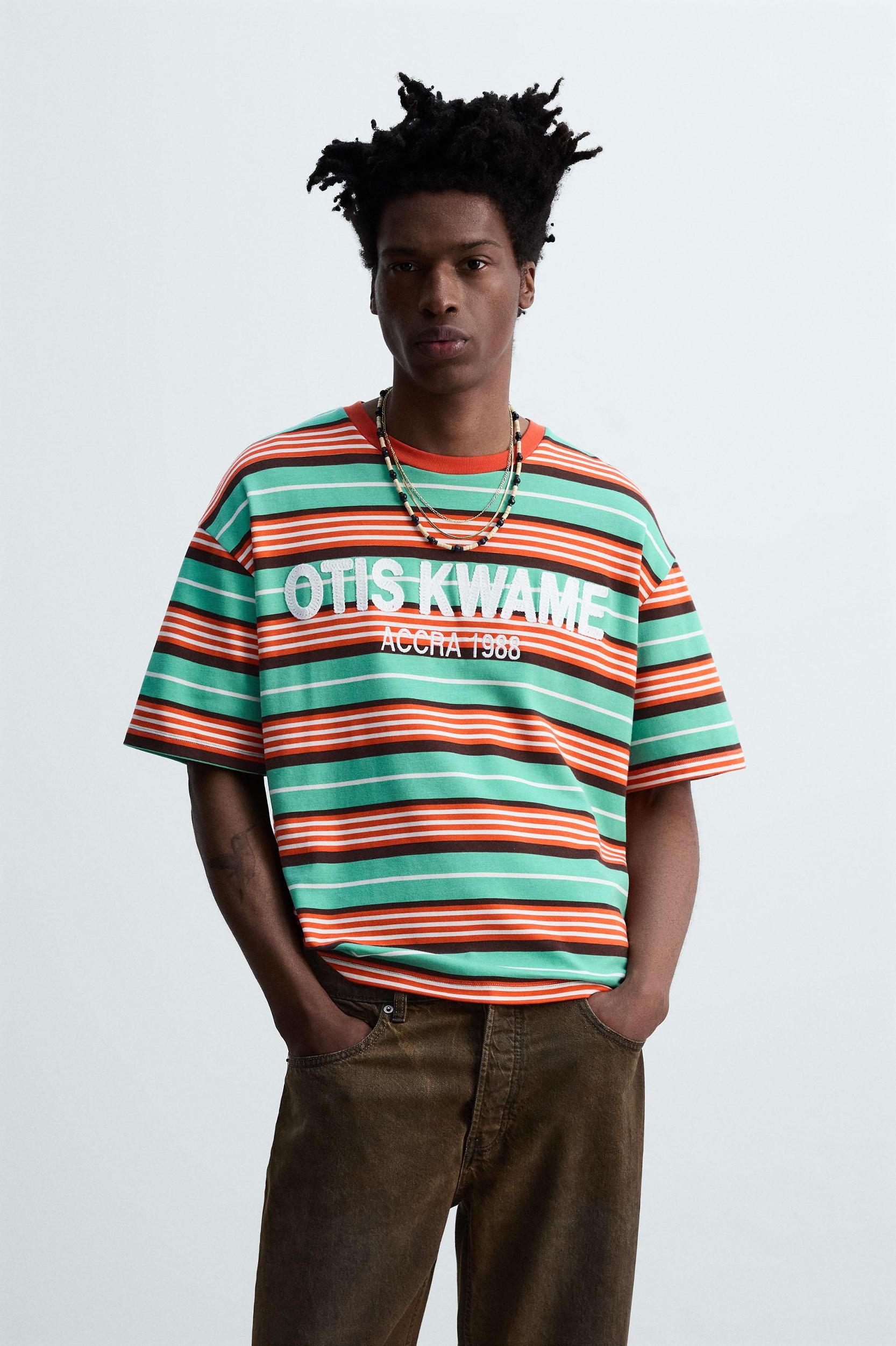 EMBROIDERED STRIPED T-SHIRT © OTIS KWAME KYE QUAICOE Product Image