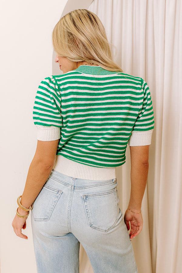 Sweetest Smile Stripe Knit Top in Green Product Image