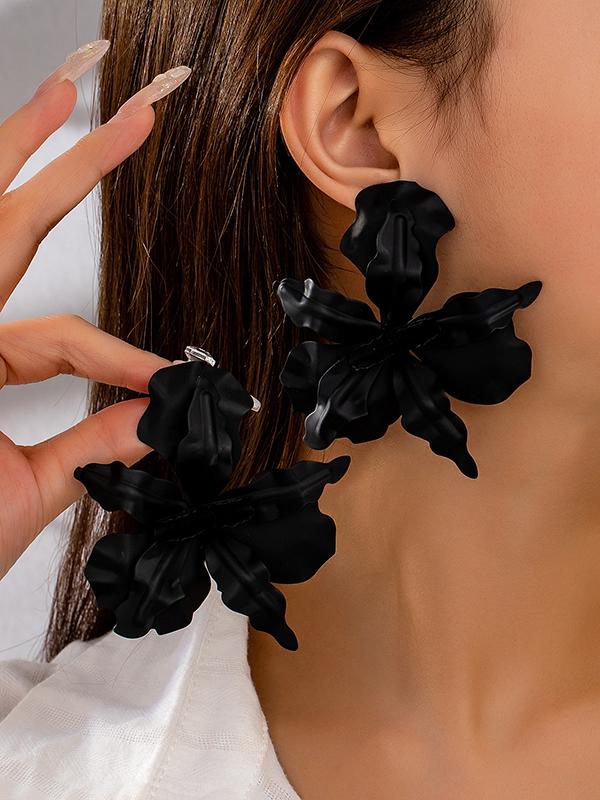 Flower Shape Solid Color Earrings Accessories Product Image