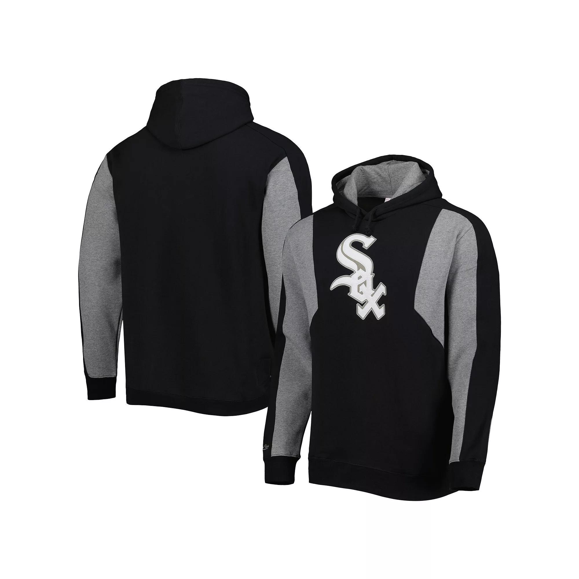 Men's Mitchell & Ness Black/Gray Chicago White Sox Colorblocked Fleece Pullover Hoodie,  Product Image