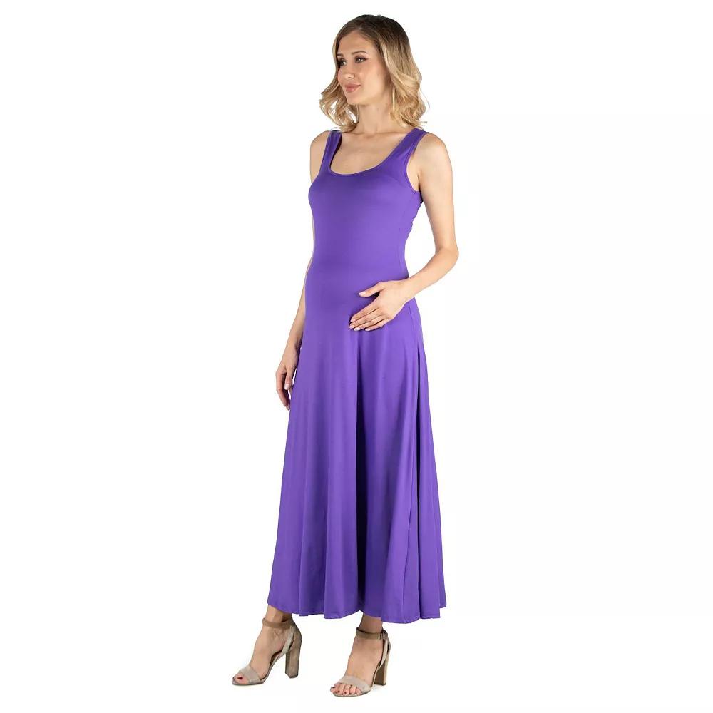 Maternity 24Seven Comfort Apparel Slim Fit A-Line Sleeveless Maxi Dress, Women's,  Product Image