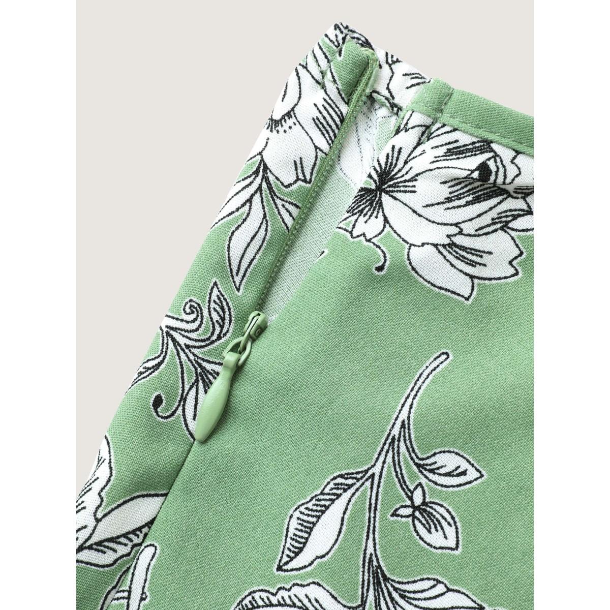 Plus Size Greenbean Floral Print Ruched Flutter Detail Jumpsuit Women Cap Sleeve Heart neckline Vacation Loose Jumpsuits BloomChic 26/4X Product Image