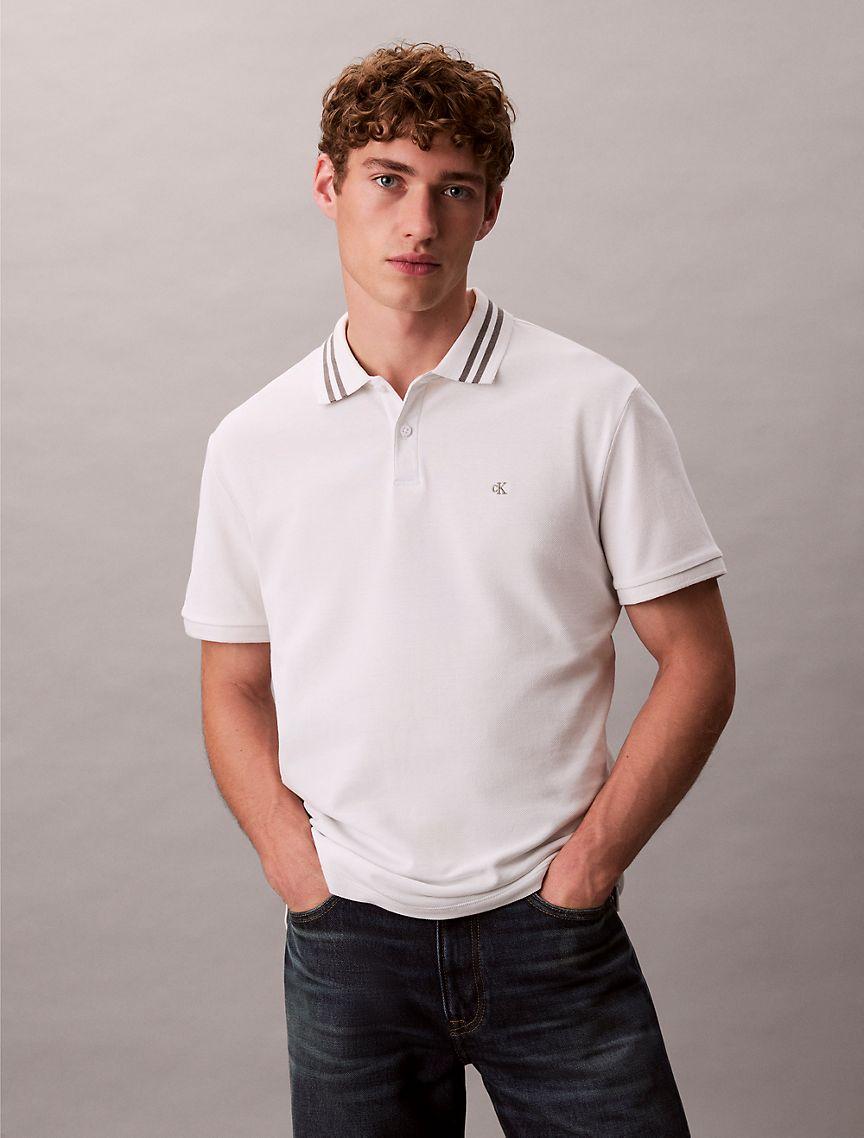 Monogram Logo Pique Tipped Classic Polo Shirt Product Image