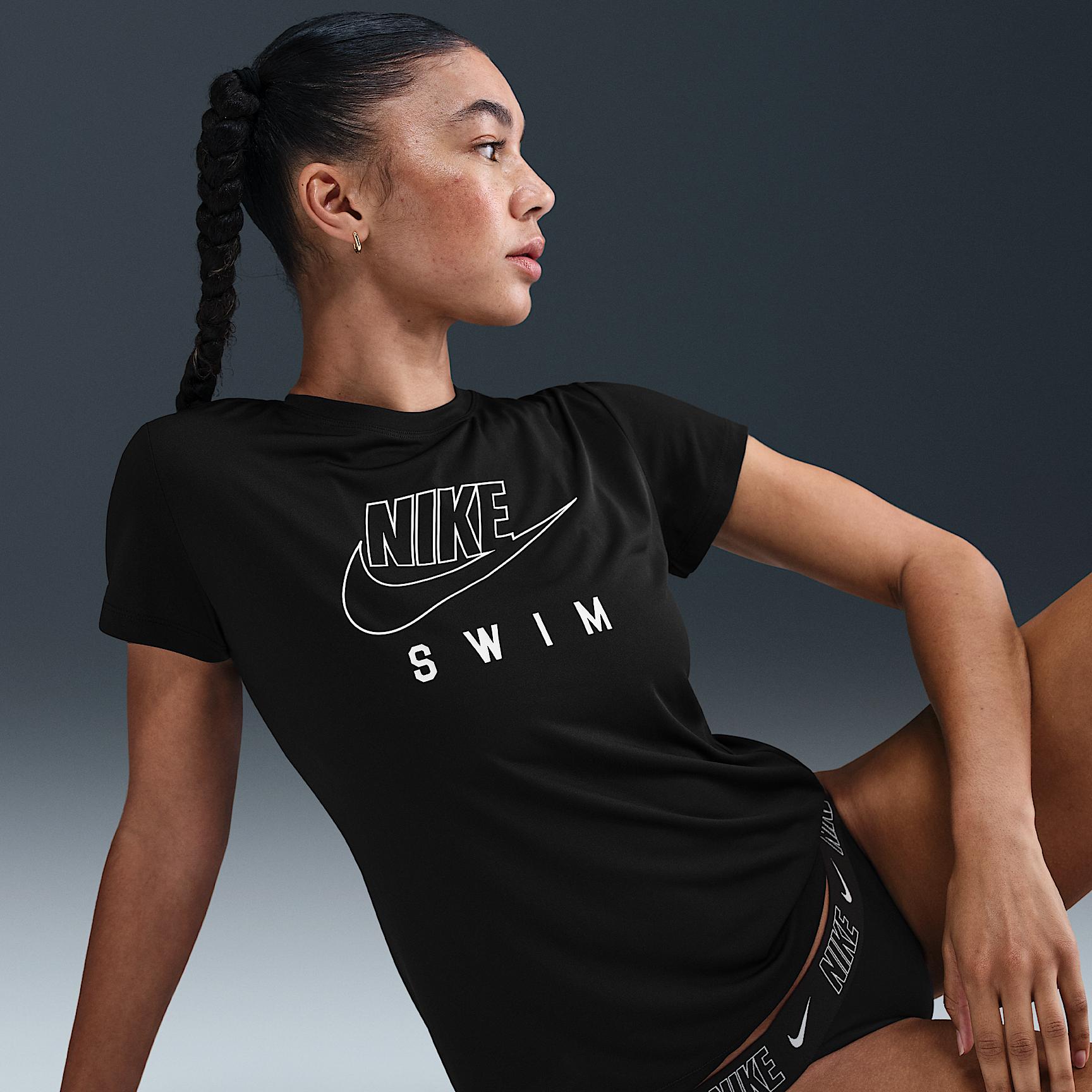 Nike Womens Swim Swoosh Hydroguard Short-Sleeve Top | NESSF326-001 Product Image