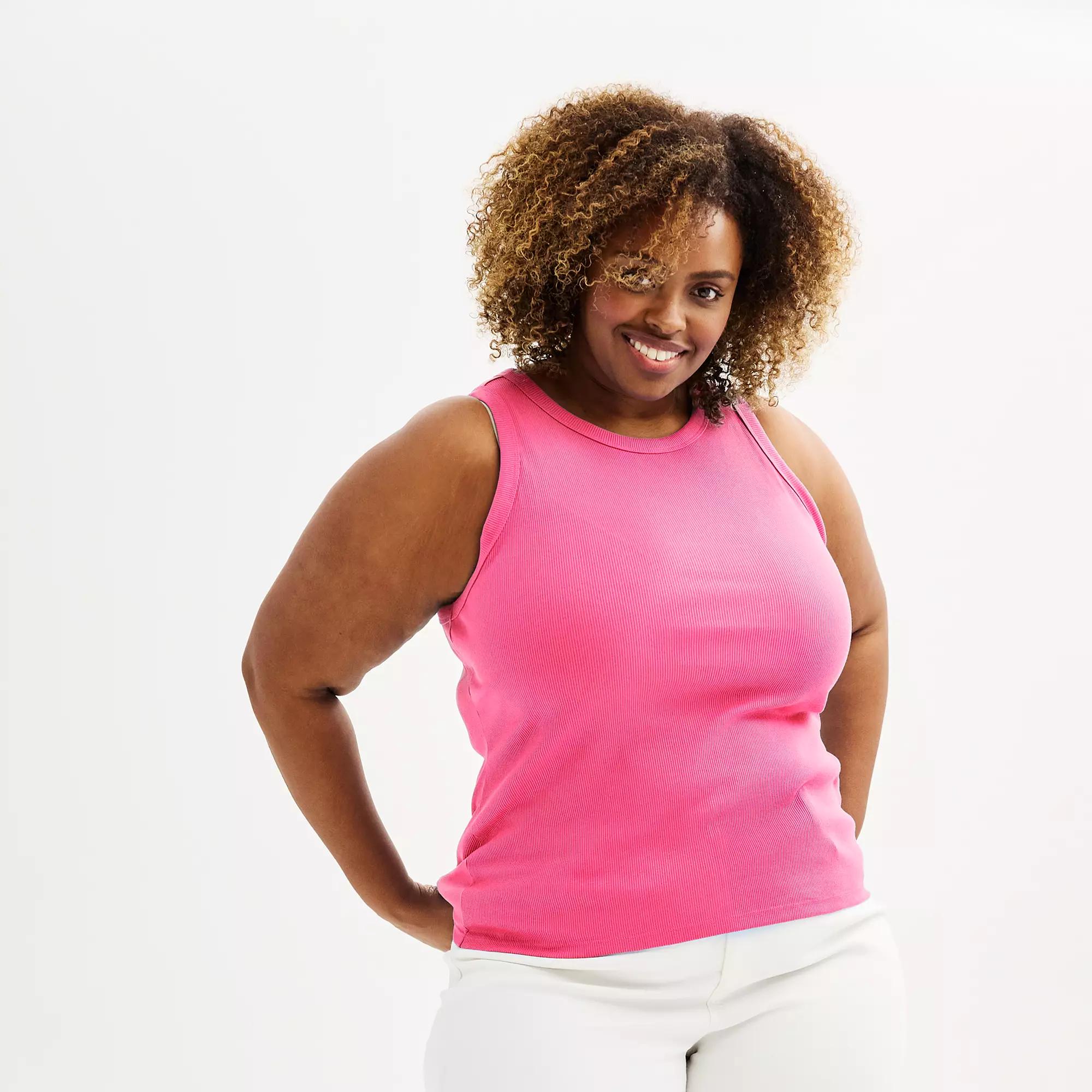 Plus Size Sonoma Goods For Life® High Neck Ribbed Layering Tank Top, Women's, Size: 0X, Pink Theme Product Image