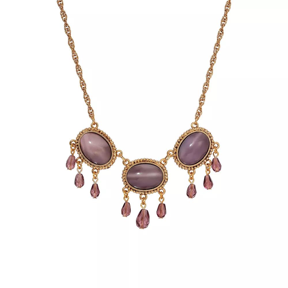 1928 Gold Purple Multi Drop Pendant Necklace, Womens Product Image