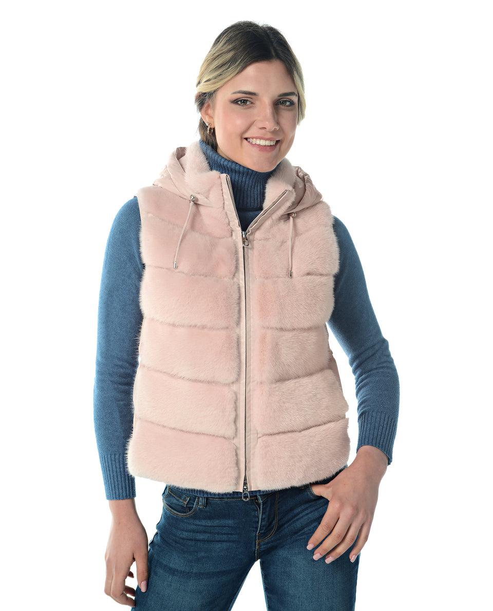 Hooded Mink Vest Product Image