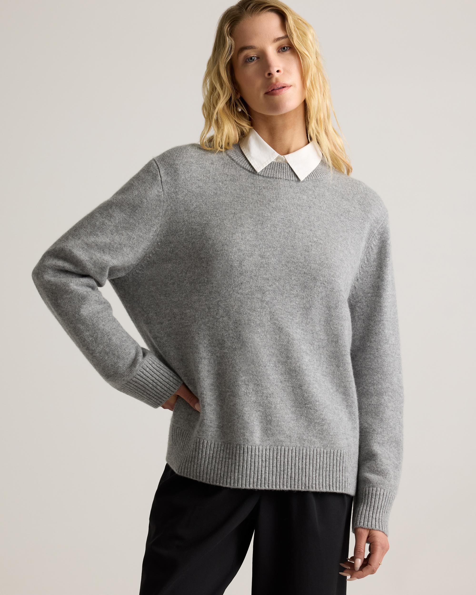 Quince | Women's Mongolian Cashmere Oversized Crewneck Sweater Size XS Product Image