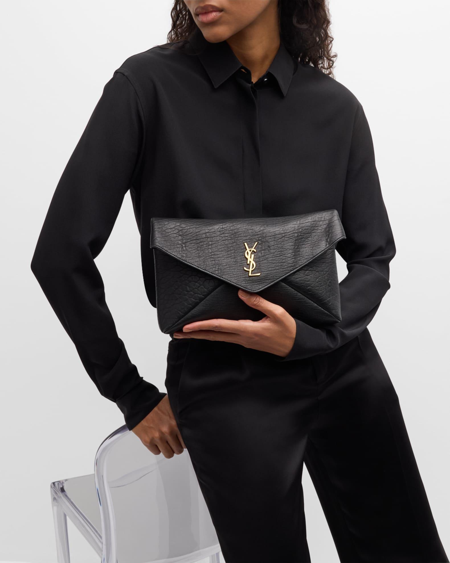 Large YSL Envelope Pouch Clutch Bag in Leather  Product Image