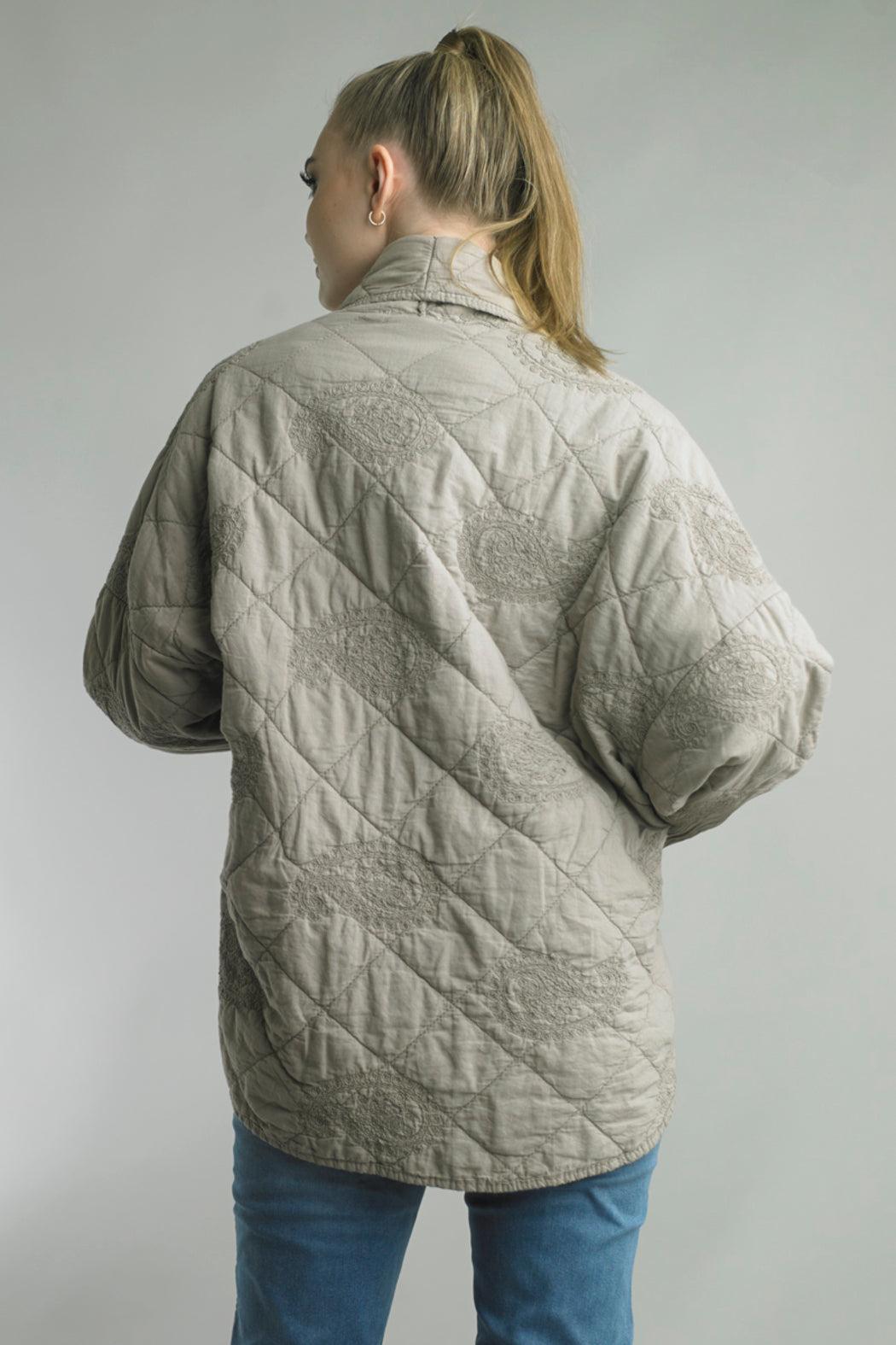 Taupe Paisley Quilted Jacket Product Image