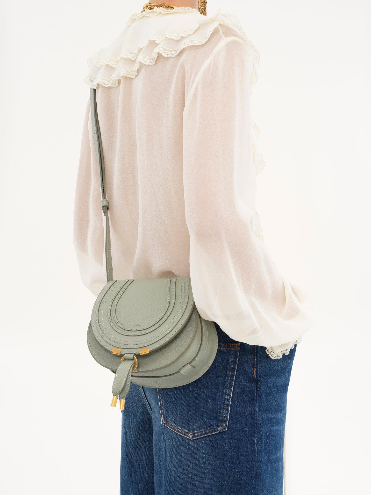 Small Marcie saddle bag in grained leather Product Image