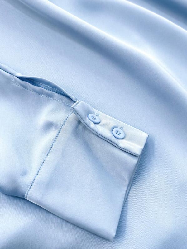 Loose Solid Color Split-Joint Boat Neck Long Sleeves Blouse & Shirt + Skirt Two Pieces Set Product Image