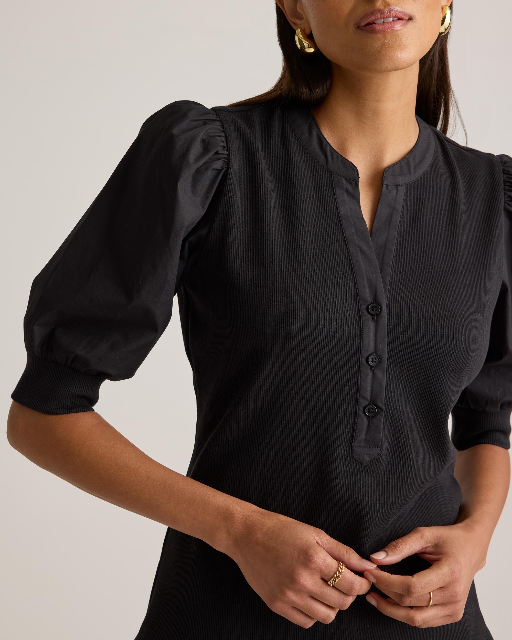 Quince | Women's Cotton Mixed Media Puff Sleeve Top Tencel Product Image