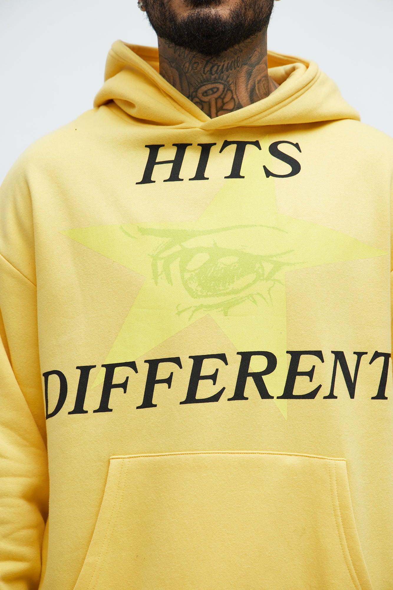 Anime Hits Different Hoodie - Yellow Product Image