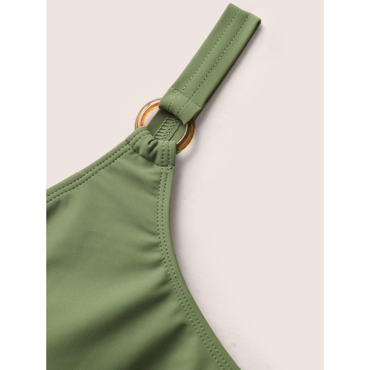 Plus Size Solid Buckle Detail Tie Knot One Piece Swimsuit Women's Swimwear Palemauve Beach Tie knot Curve Bathing Suits High stretch One Pieces BloomChic 10/M Product Image