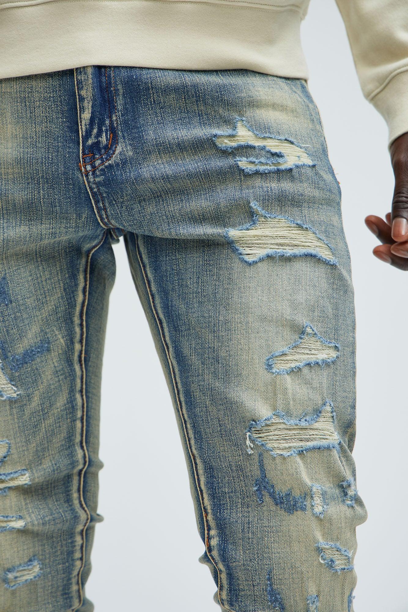Don't Distressed Skinny Jeans - Vintage Blue Wash Product Image