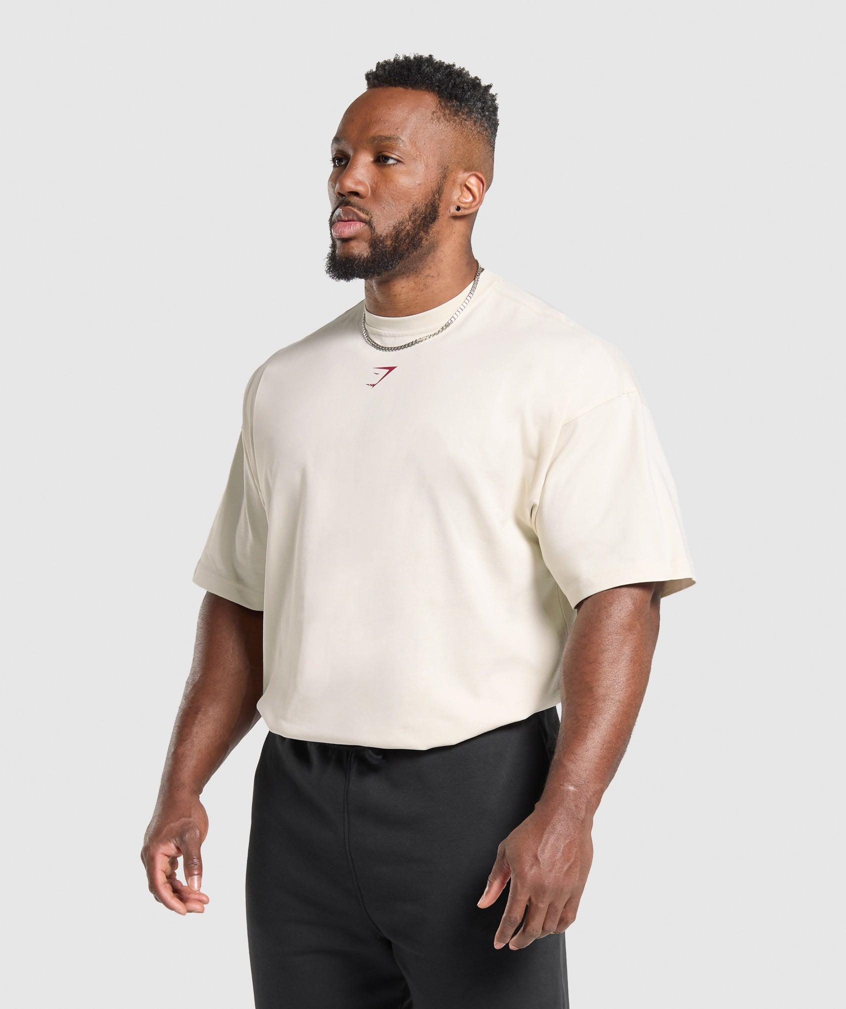 Gymshark Lifting Club T-Shirt - Oat White/Conditioning Red Male Product Image