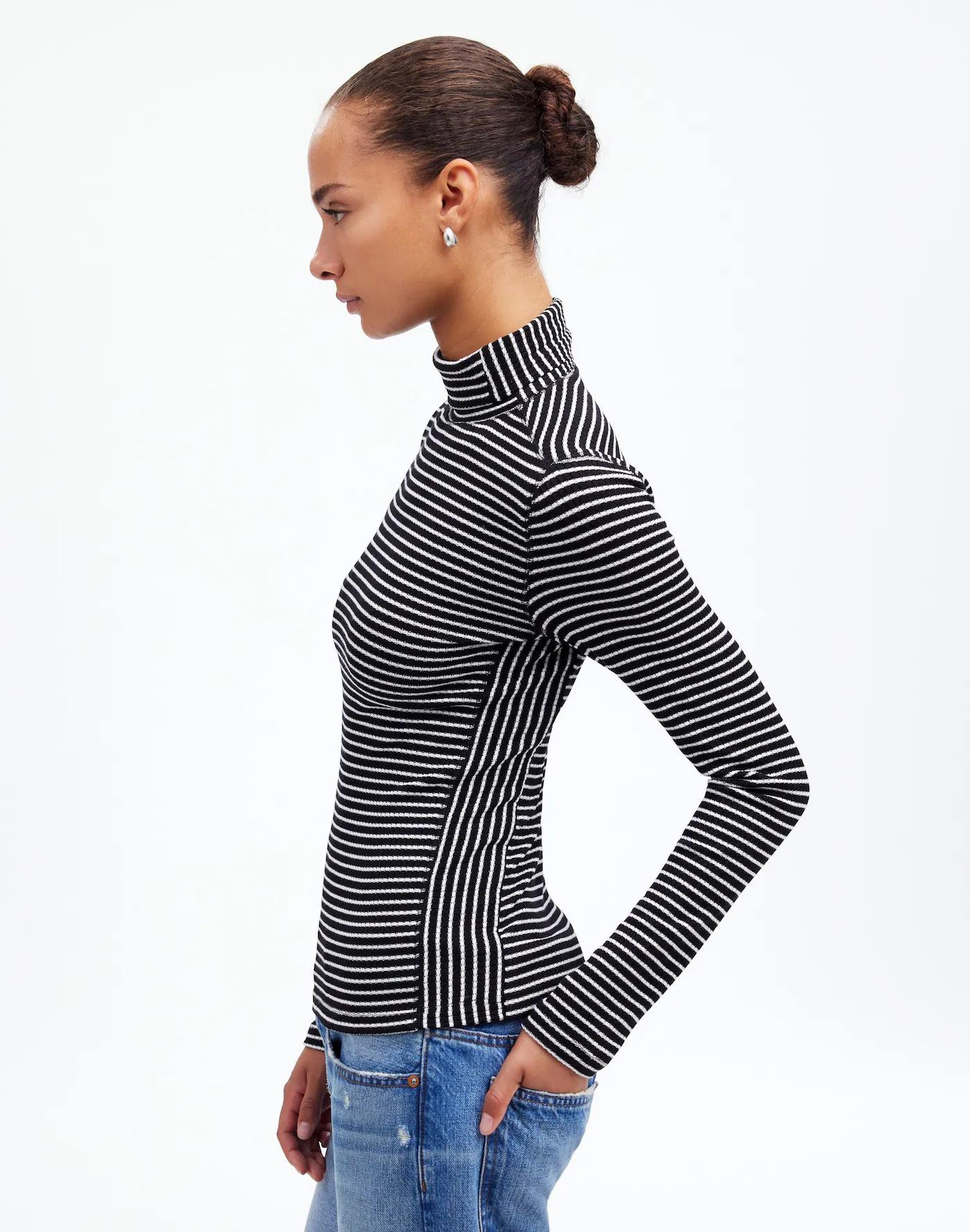 Ribbed Turtleneck Long-Sleeve Tee Product Image