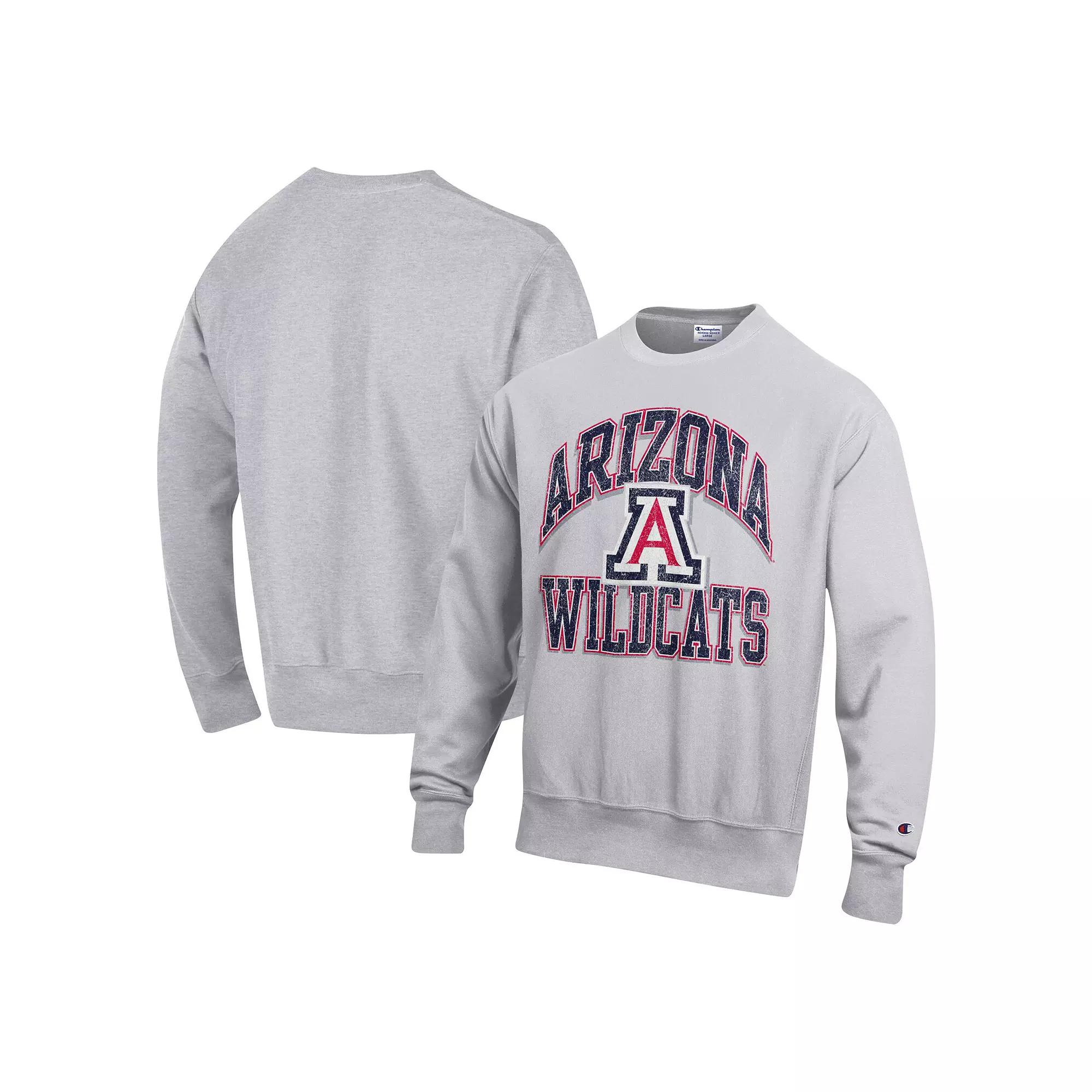 Men's Champion Heather Gray Arizona Wildcats Vault Late Night Reverse Weave Pullover Sweatshirt,  Product Image