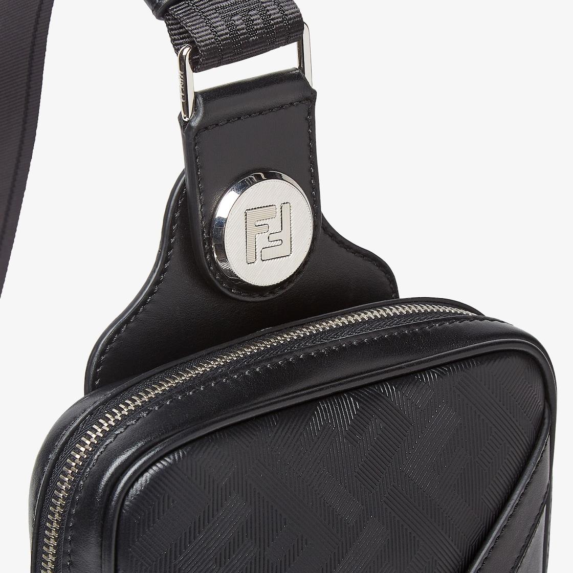 Fendi Shadow Diagonal Belt Bag Black leather belt bag Product Image