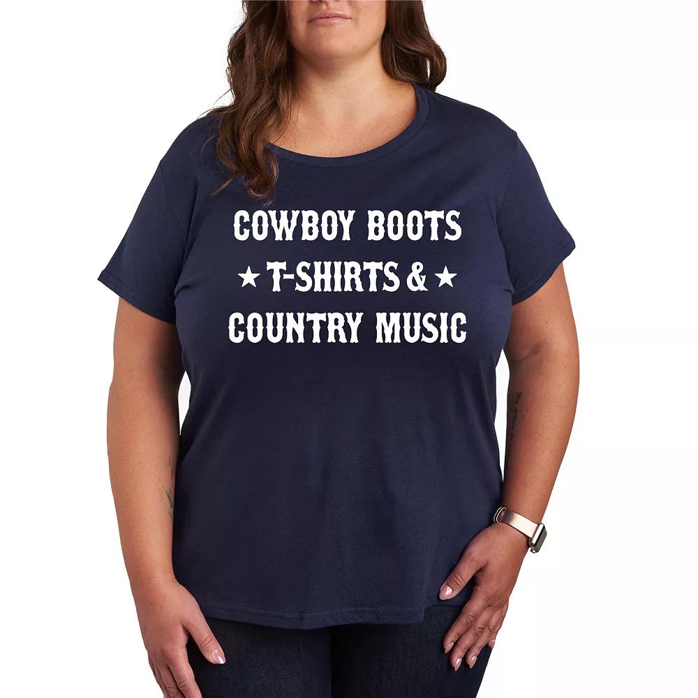 Plus Cowboy Boots And Music Graphic Tee, Women's,  Product Image