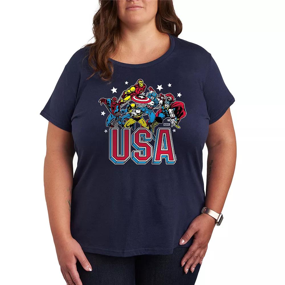 Plus Size Marvel USA Graphic Tee, Women's, Size: 1XL, Blue Product Image