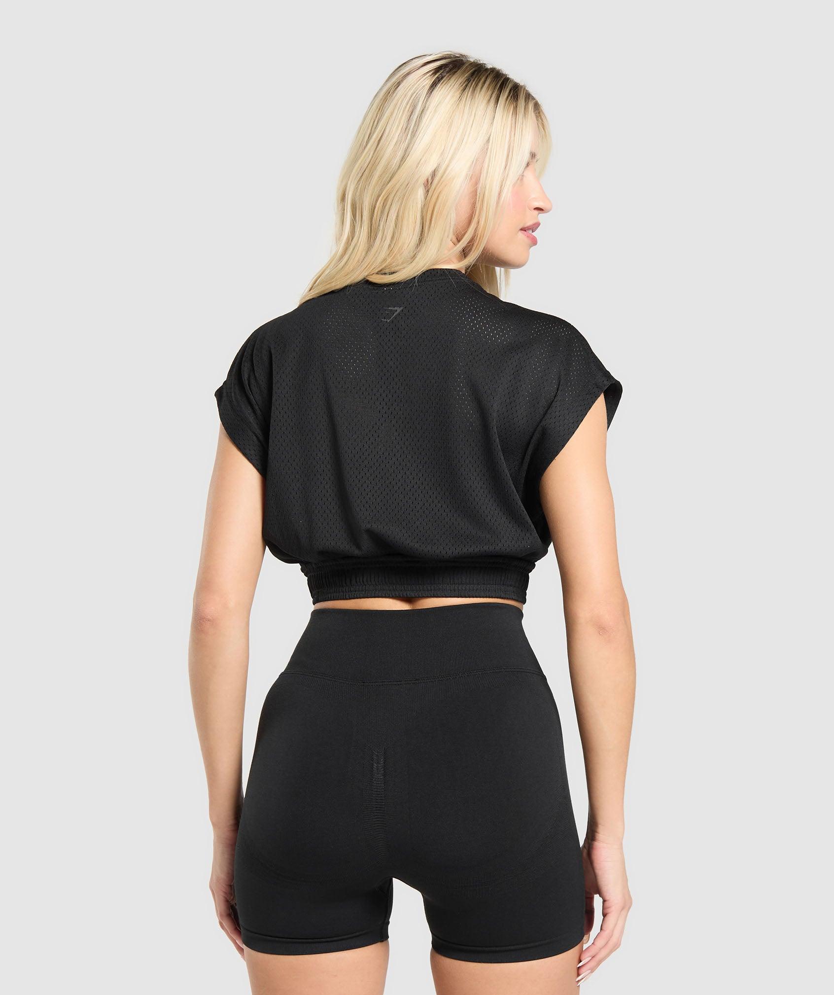 Gymshark Mesh Graphic Crop Top - Black Female Product Image