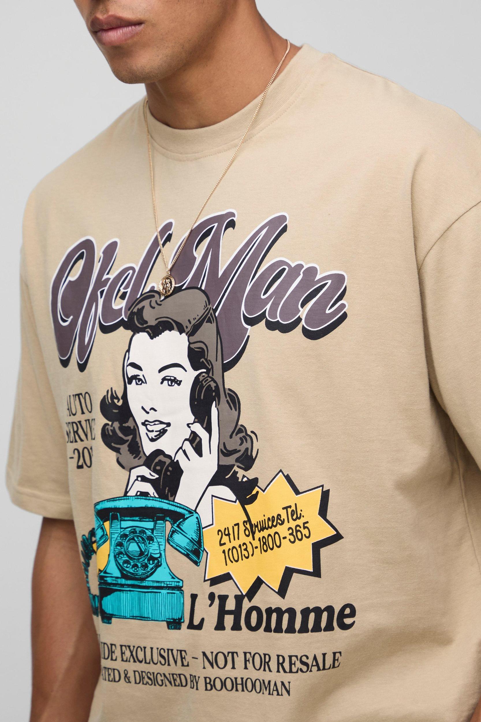 Oversized Boxy Graphic T-shirt And Basketball Short Set | boohooMAN USA Product Image