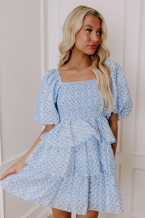 Affectionate Allure Tiered Mini Dress in Sky Blue Product Image