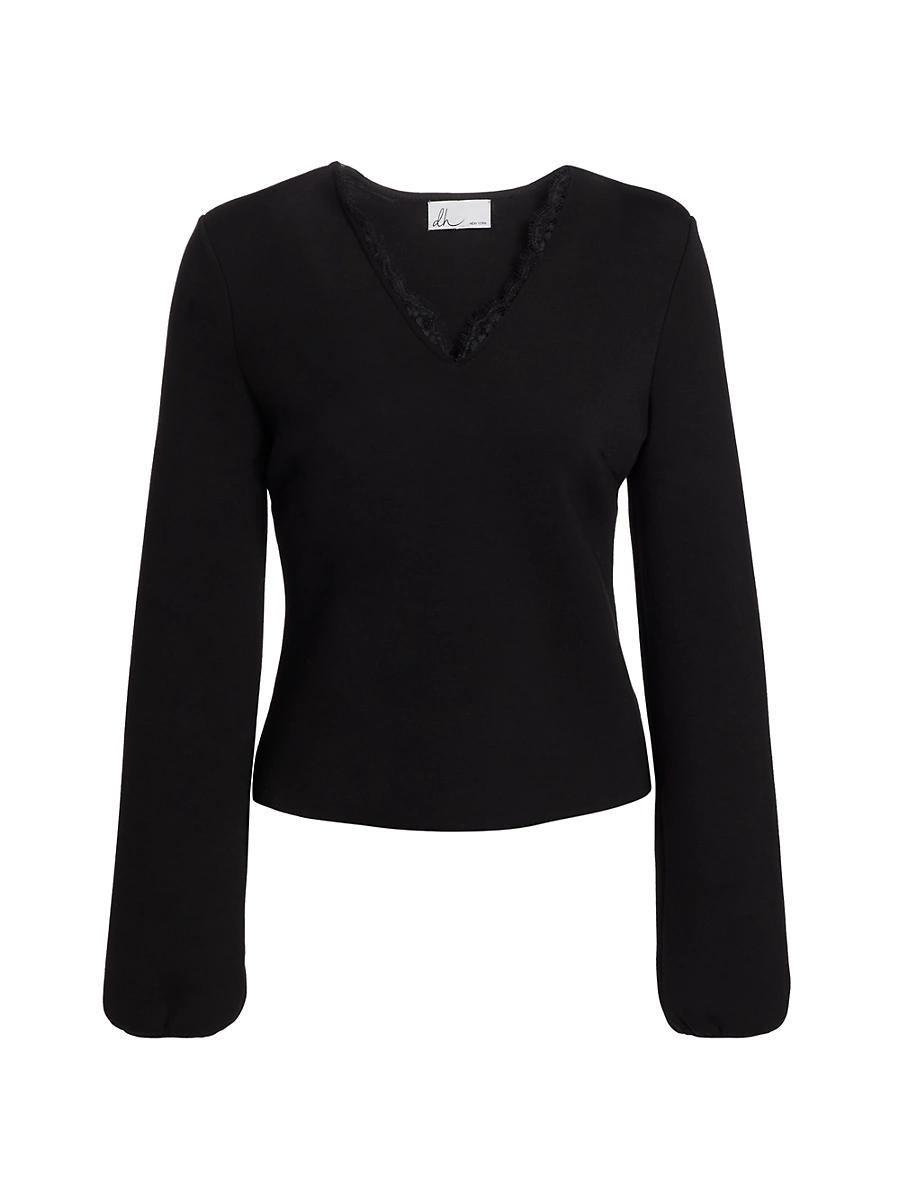 Womens Felicity Lace-Trim V-Neck Top Product Image