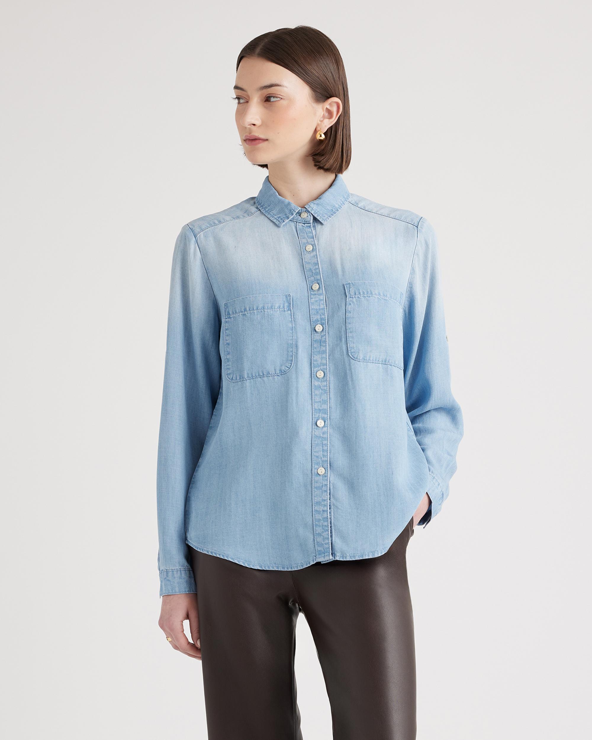 Quince | Women's Chambray Tencel Long Sleeve Shirt Product Image