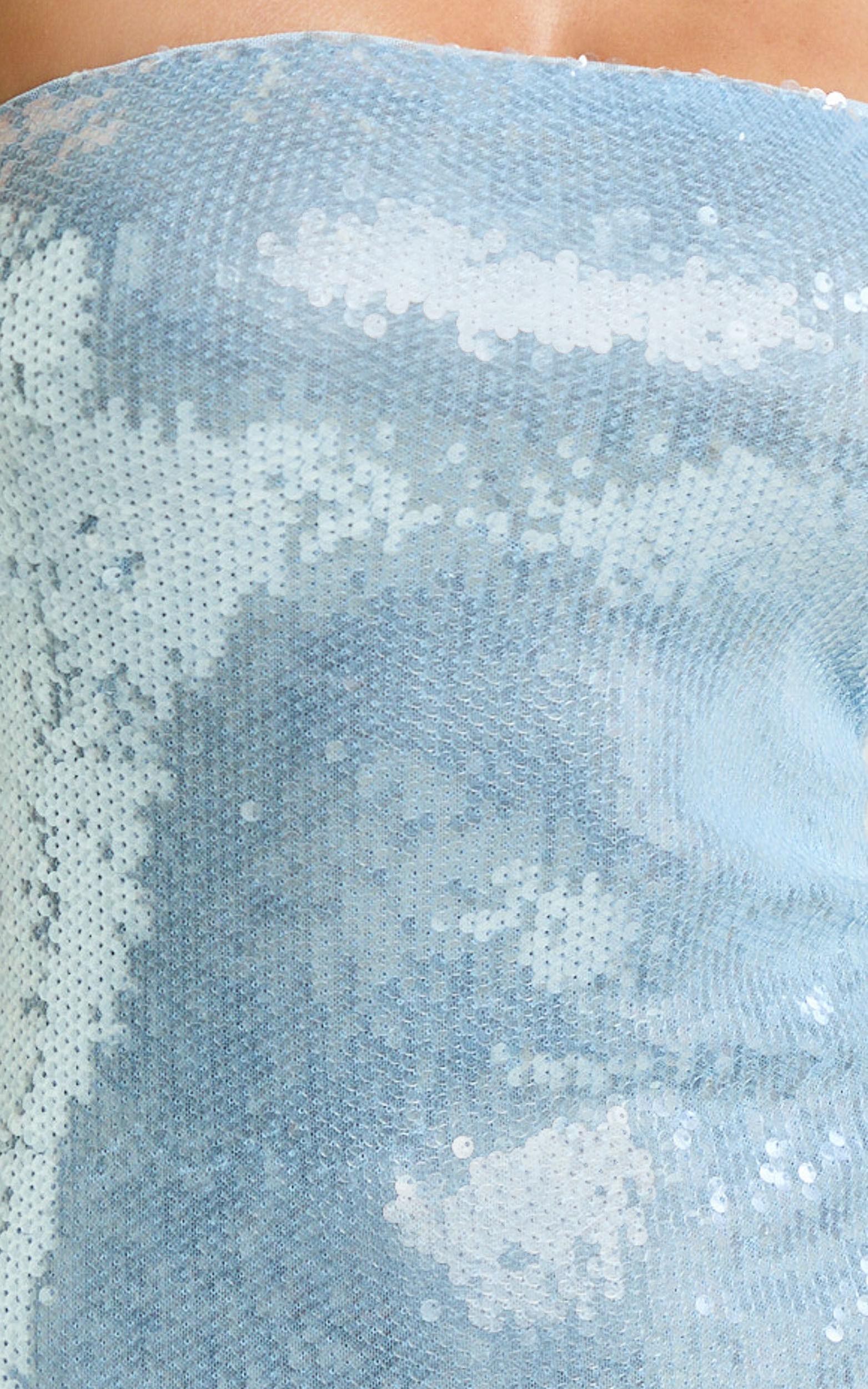 Nikki Mini Dress - Sequin Strapless Bodycon Dress in Sky Blue Product Image