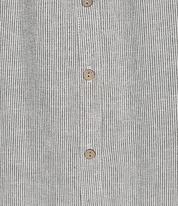 Westbound Stripe 3/4 Rolled Sleeve Y-Neck Button-Front Maxi Shirt Dress Product Image