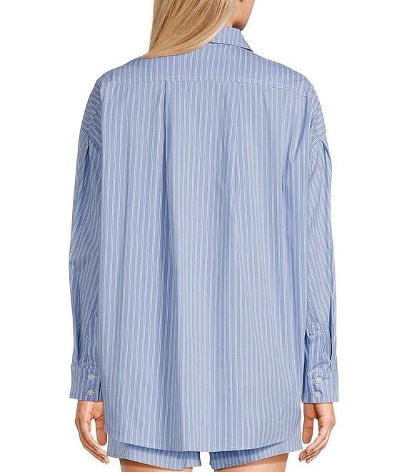 Things Between Button Front Stripe Coordinating Poplin Top Product Image